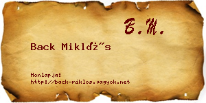 Back Miklós névjegykártya